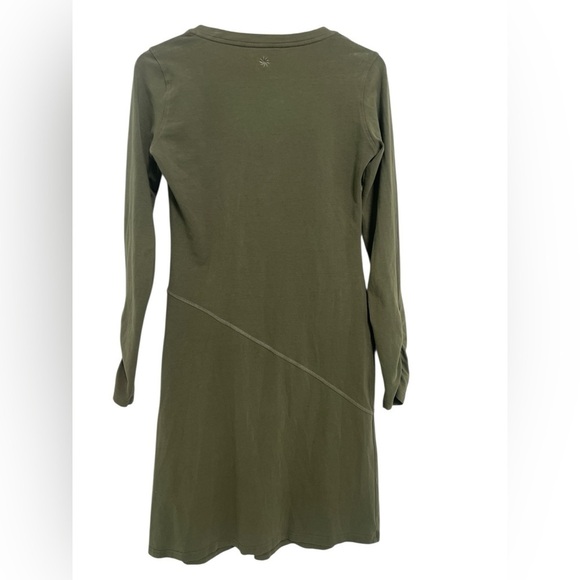 Athleta Womens Sunburst Nectar V Neck Ruched Dress Army Green Size Small - Picture 5 of 5